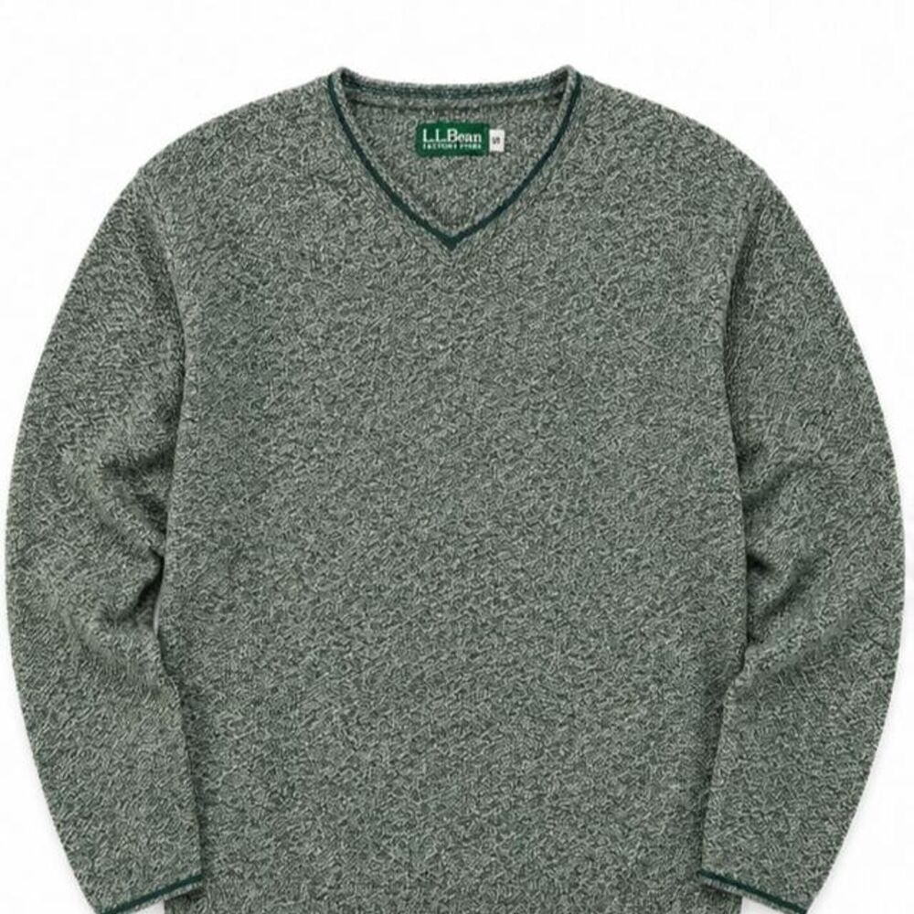 Llbean Men's Green and Grey Jumper